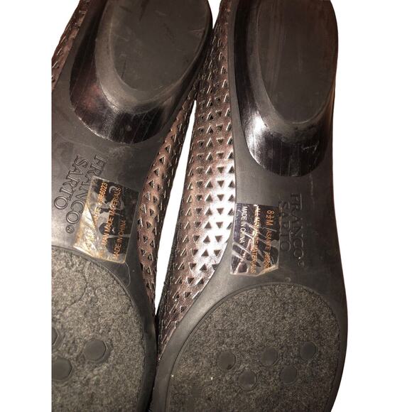 Franco‎ Sarto Silver/Black Perforated Leather Flats Size 8.5M - Picture 6 of 11